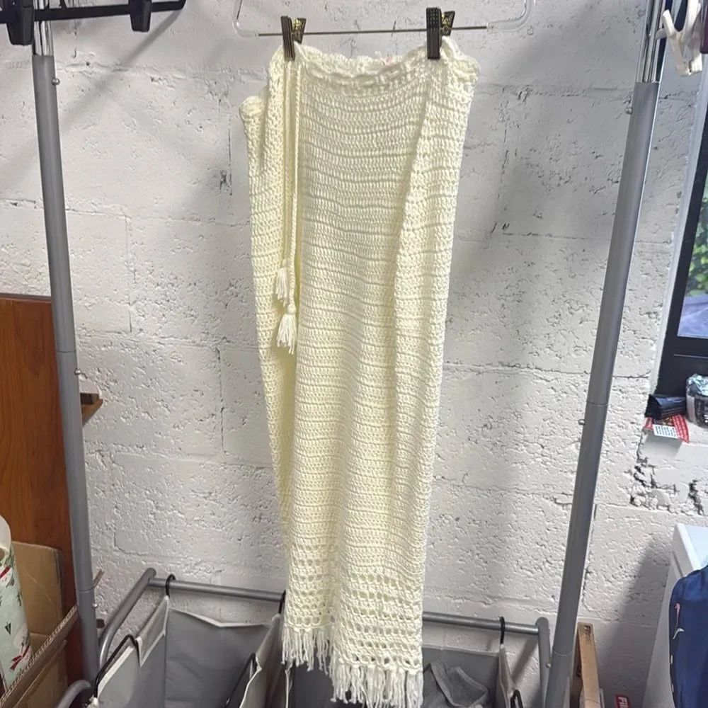 "More to Come" Skirt from REVOLVE - Size Medium Cream Cover Up Woven Skirt